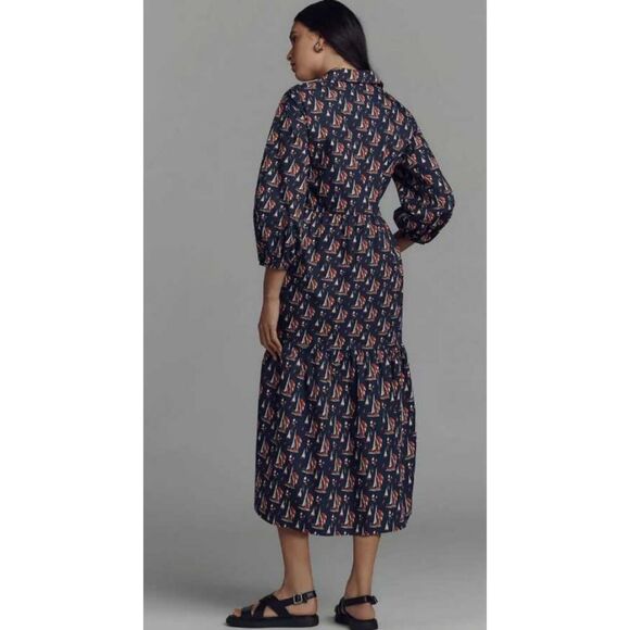 Anthropologie Maeve Bettina Sailboat Cotton Shirt Dress Size XXS - Picture 2 of 11